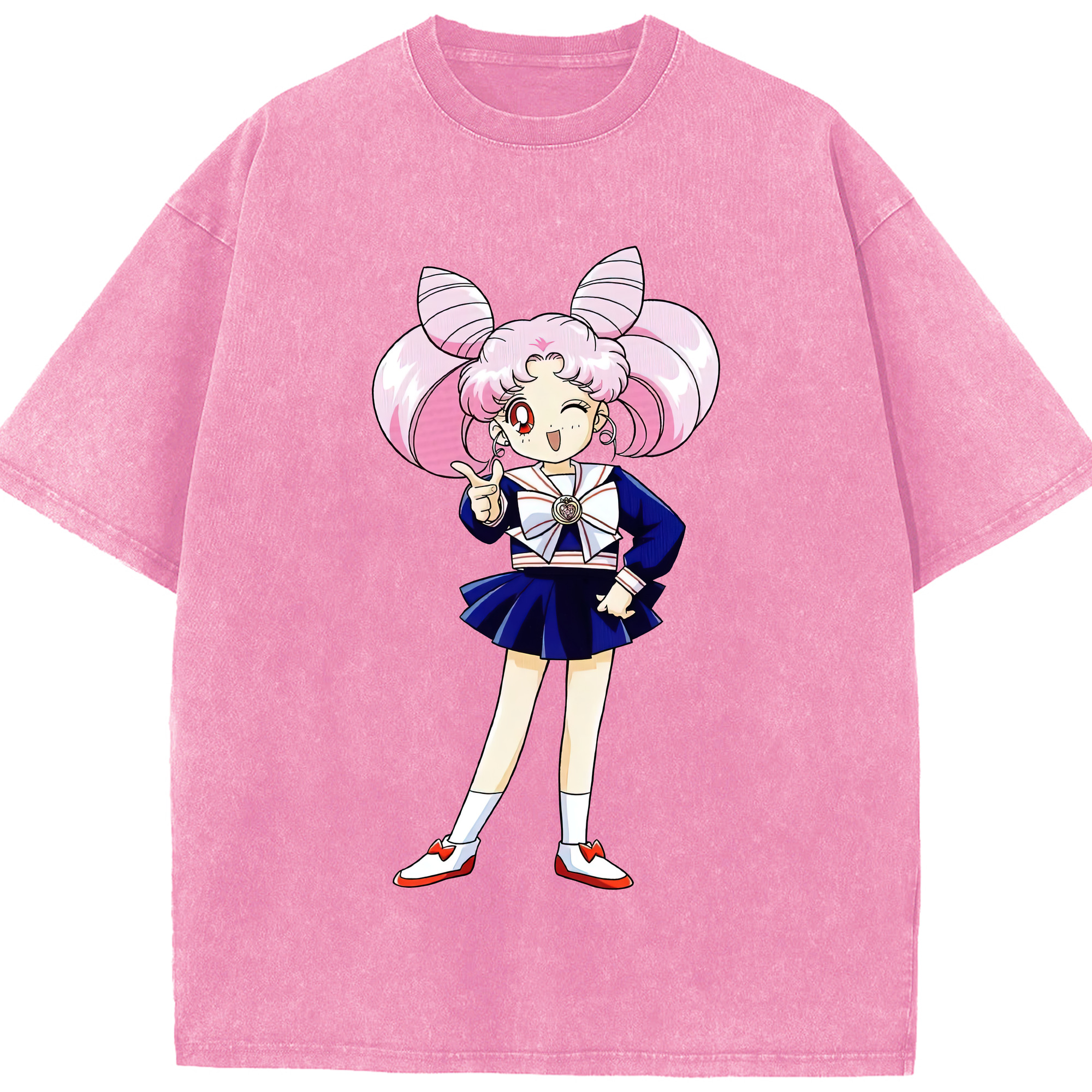 （画像用） 美少女戦士セーラームーン ちびうさ Sailor Moon Chibiusa Tsukino Usagi Small Lady Serenity 綿100% ヴィンテージ風 半袖Tシャツ（フロントプリント）